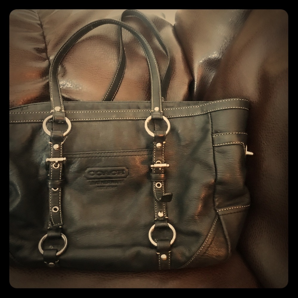 authentic black coach handbag